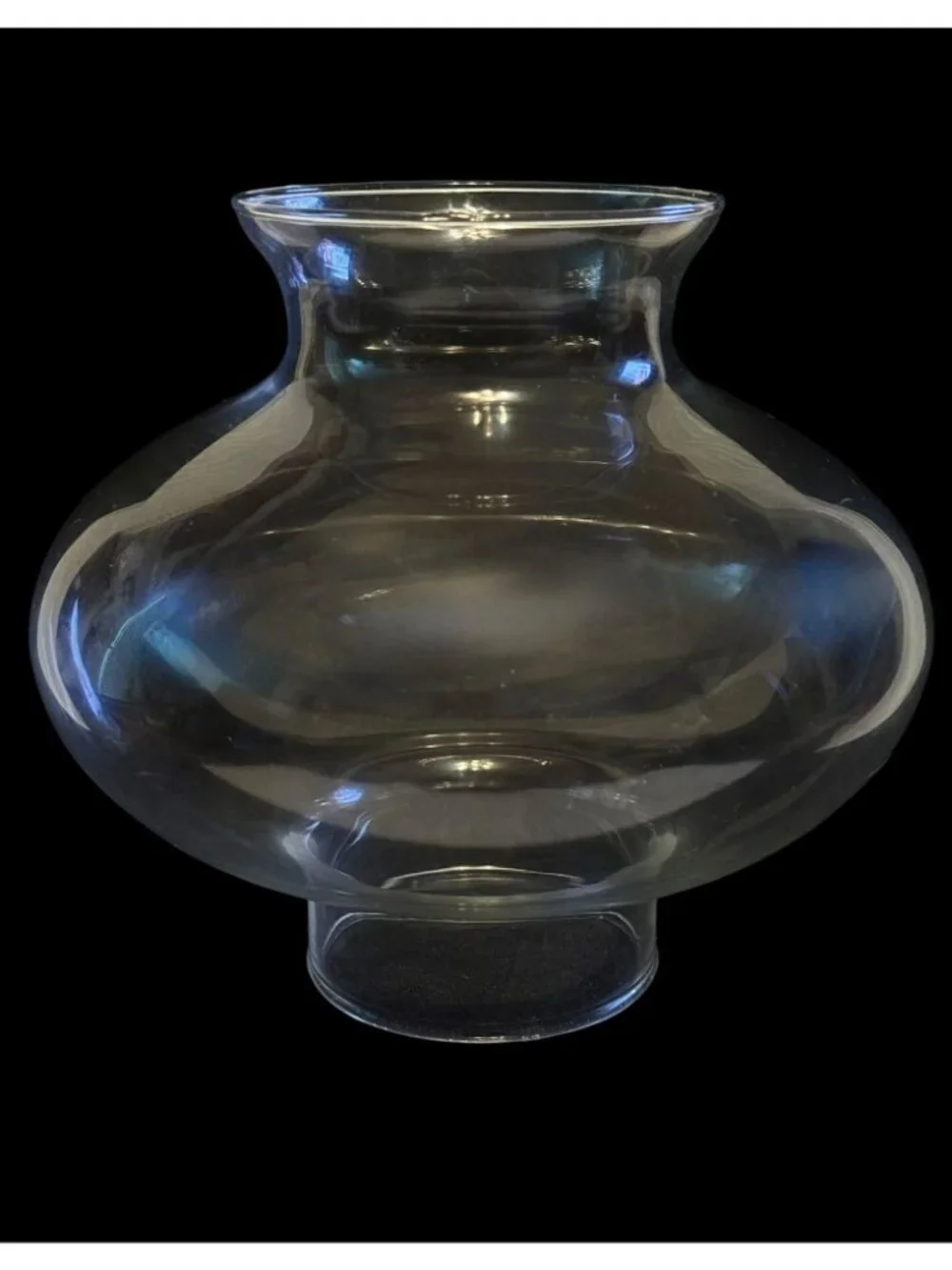 Clear Glass Hurricane Lamp Shade With Flared Top & Round Base
